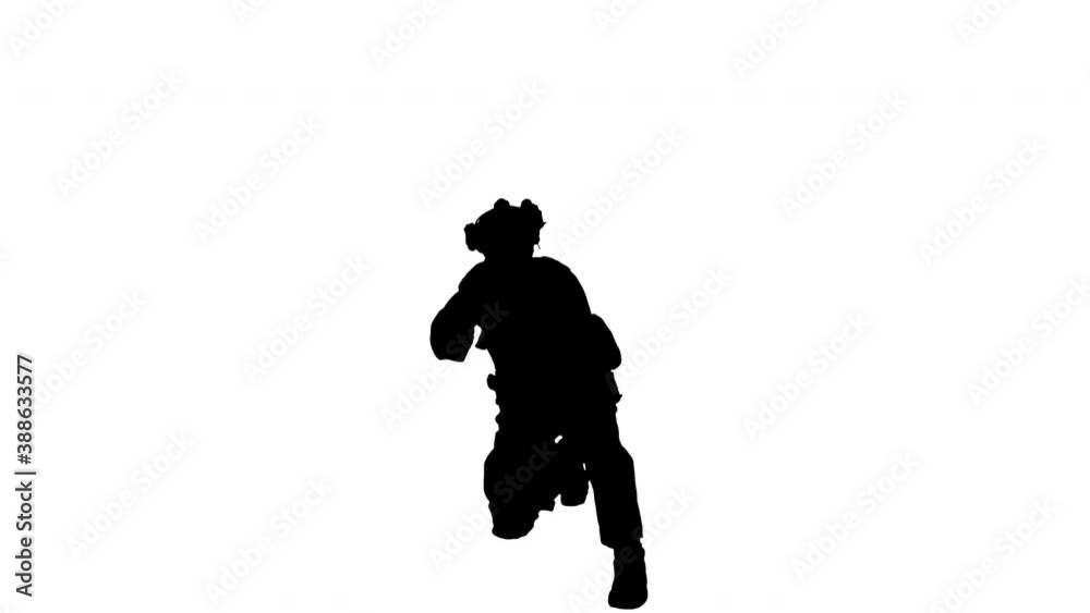 US military marine shooting from sitting position, Alpha Channel US military marine shooting from sitting position, Alpha Channel