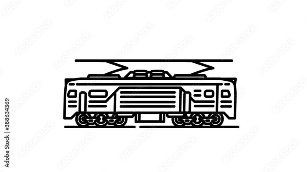 Electric Locomotive line icon on the Alpha Channel