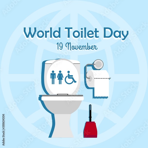 Vector illustration on the theme of world Toilet day on November 19th. Suitable for greeting card poster and banner.