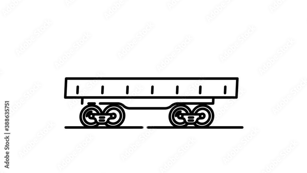 Railway Carriage Flatcar line icon on the Alpha Channel Railway Carriage Flatcar line icon on the Alpha Channel