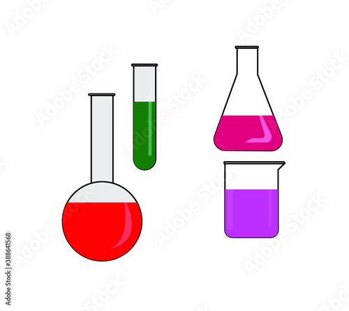 Vector illustration of Laboratory glassware with colorful liquid