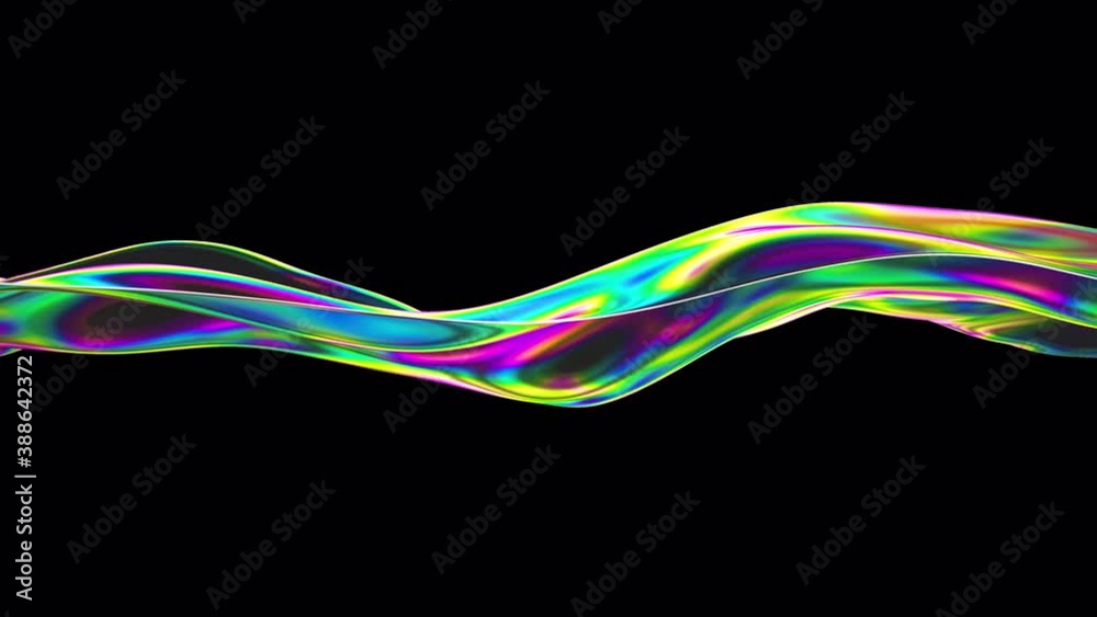 Vibrant liquid wavy surface animation loop. 3D abstract iridescent fluid render. Neon holographic smooth surface with colorful interference. Stylish spectrum repeating flow motion