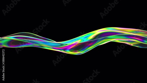 Vibrant liquid wavy surface animation loop. 3D abstract iridescent fluid render. Neon holographic smooth surface with colorful interference. Stylish spectrum repeating flow motion