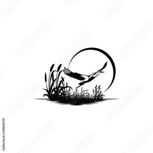 swamp logo with blue heron vector editable