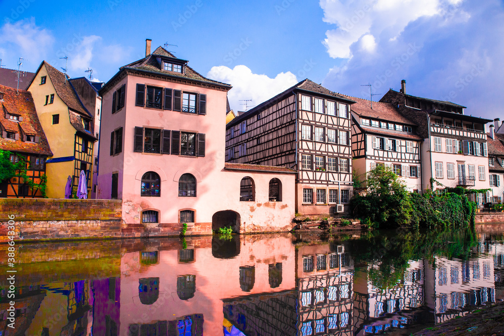 View of beautiful city of Strasbourg France with old architecture 