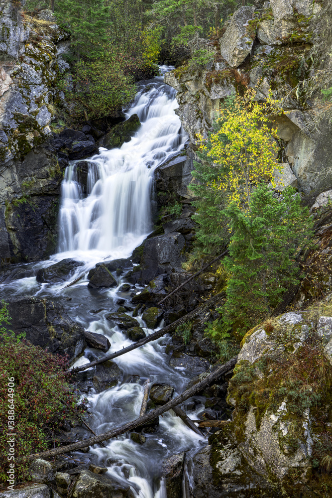 Crystal Falls during Autumn in northeast part of Washington State. Photo is HDR.