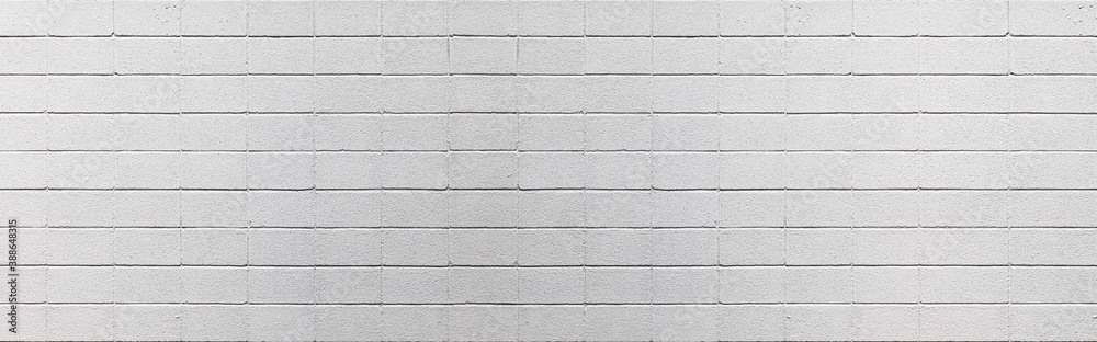 Panorama of White block cement fence wall pattern and seamless background Panorama of White block cement fence wall pattern and seamless background