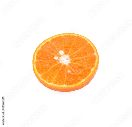 tangerine or mandarin fruit with leaves isolated on white background