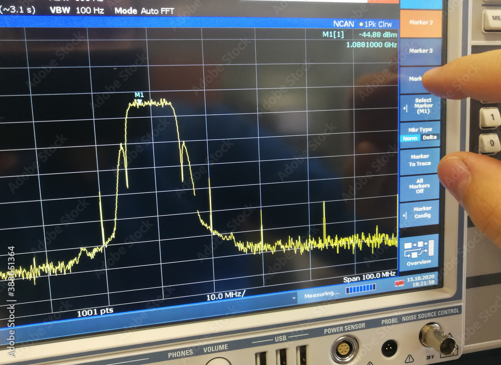 RF channel measurement with spectrum analyzer Stock Photo Adobe Stock