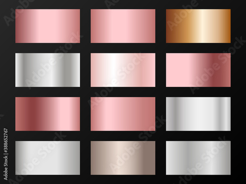 Silver platinum copper bronze gold gradients.