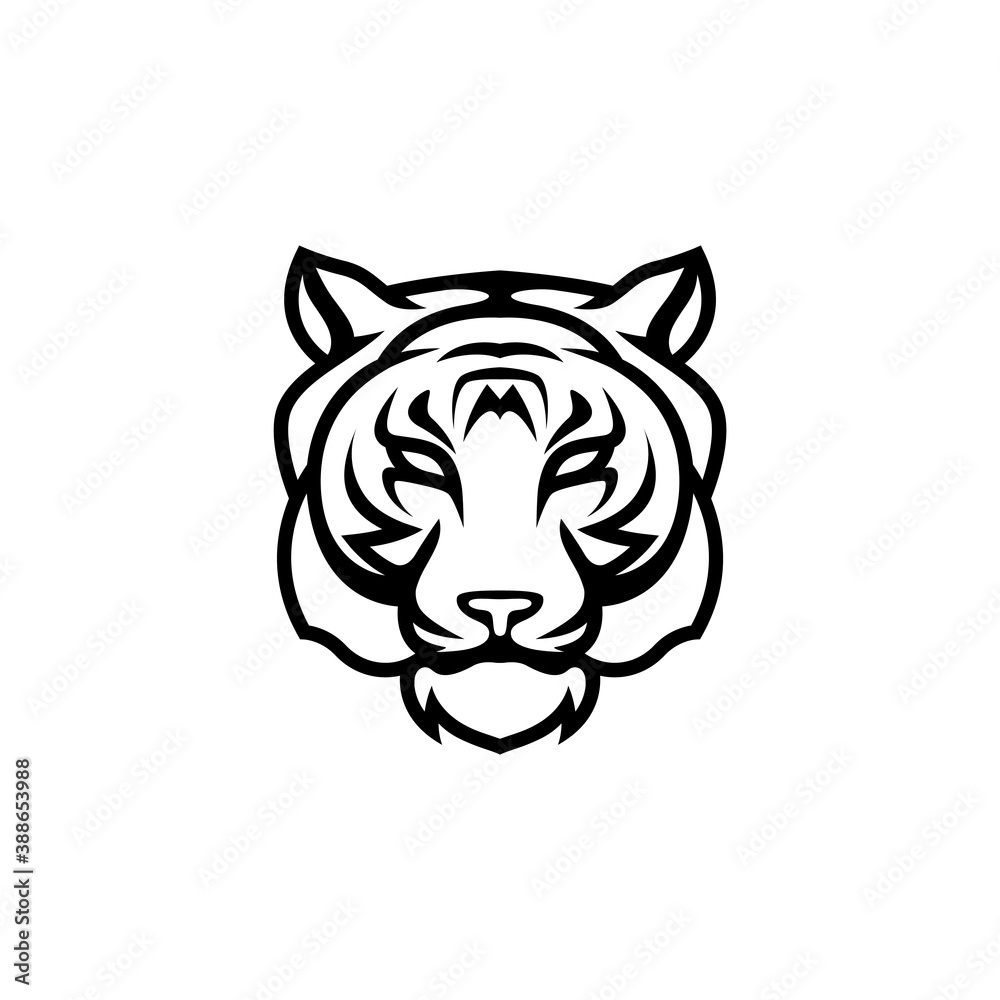 tiger head vector on white background