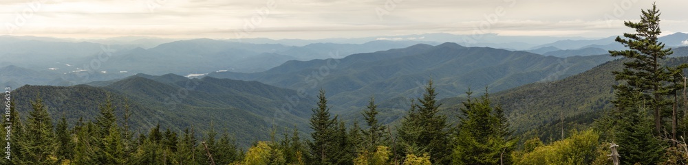 Mountain overlook view from Clingman's Dome - Panorama