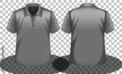Grey short sleeves polo shirt front and back side