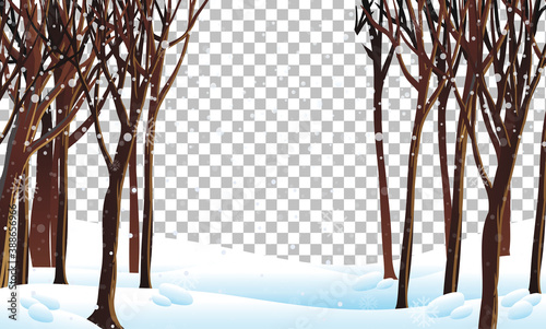 Nature scene in winter season theme with transparent background