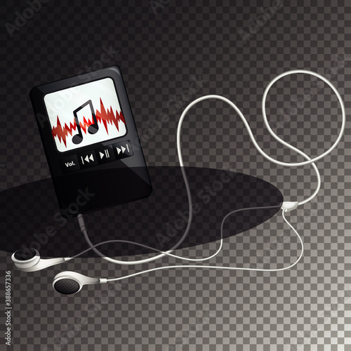 Isolated music player on transparent background
