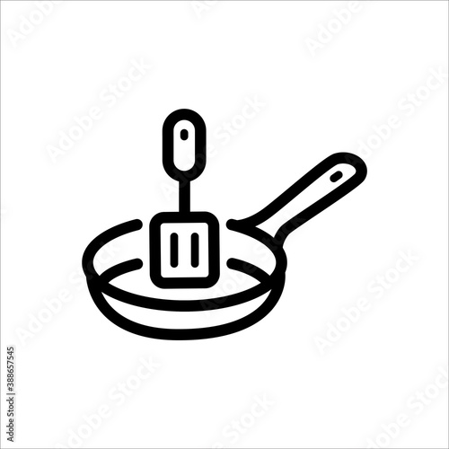 pan and spatula, frying pan, icon, vector design trendy