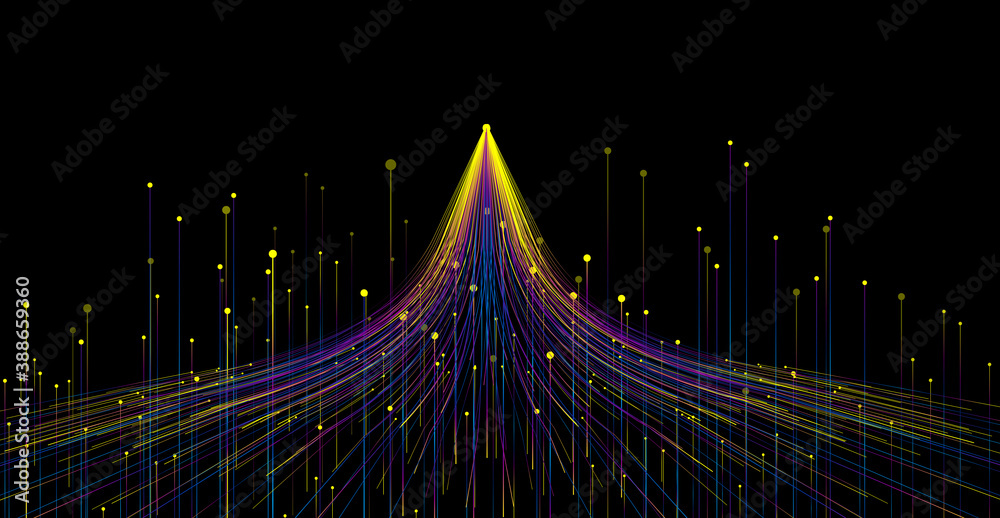 Obraz premium The luminous line that radiates upward, Internet science and technology big data background