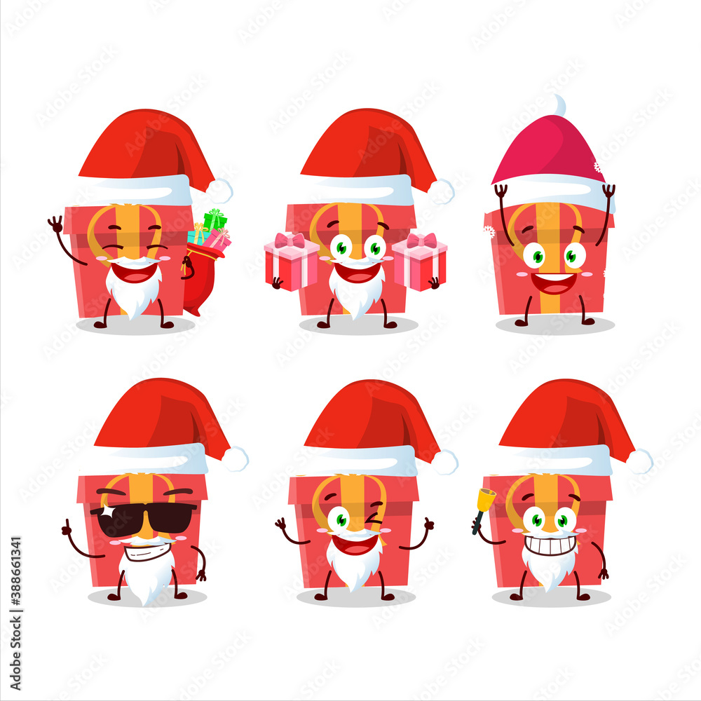 Santa Claus emoticons with red christmas gift cartoon character Santa Claus emoticons with red christmas gift cartoon character