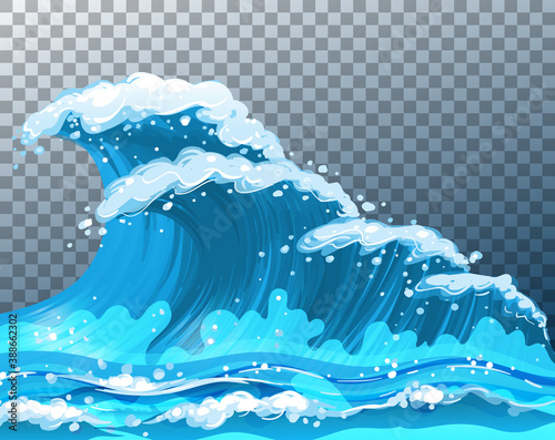 Sea giant waves transparent background