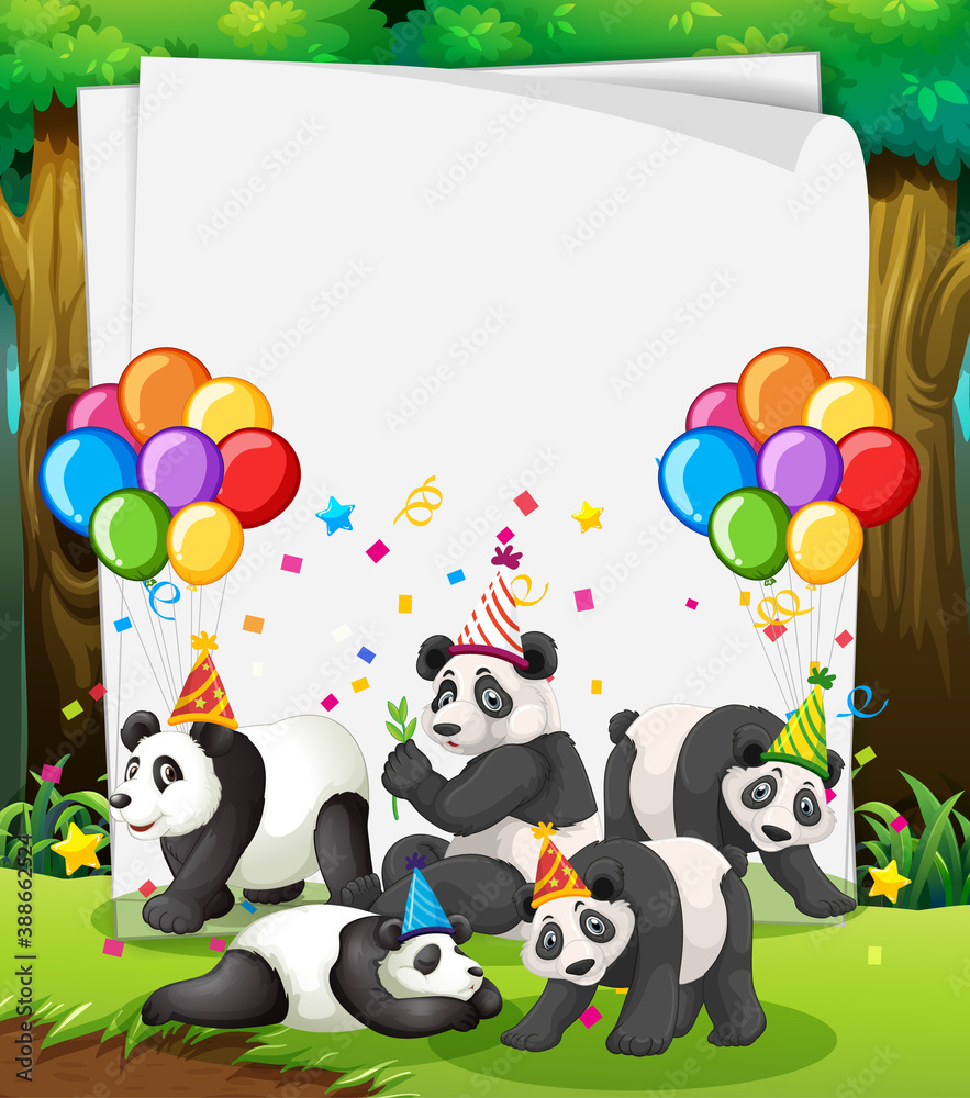 Naklejka premium Paper template with cute animals in party theme