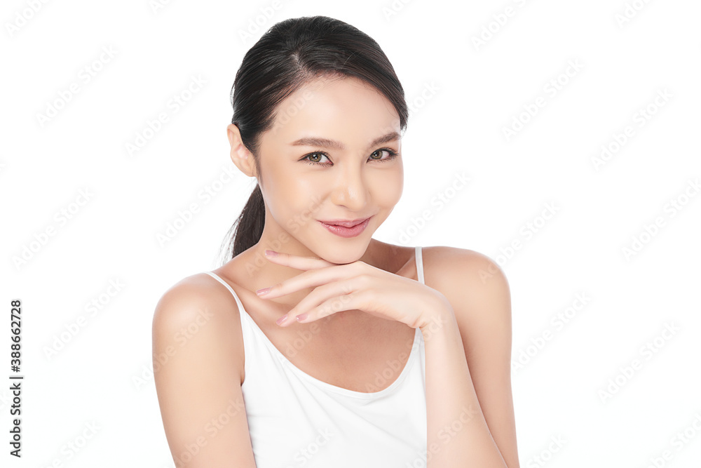 Beautiful young asian woman with clean fresh skin on white background, Face care, Facial treatment, Cosmetology, beauty and spa, Asian women portrait Beautiful young asian woman with clean fresh skin on white background, Face care, Facial treatment, Cosmetology, beauty and spa, Asian women portrait
