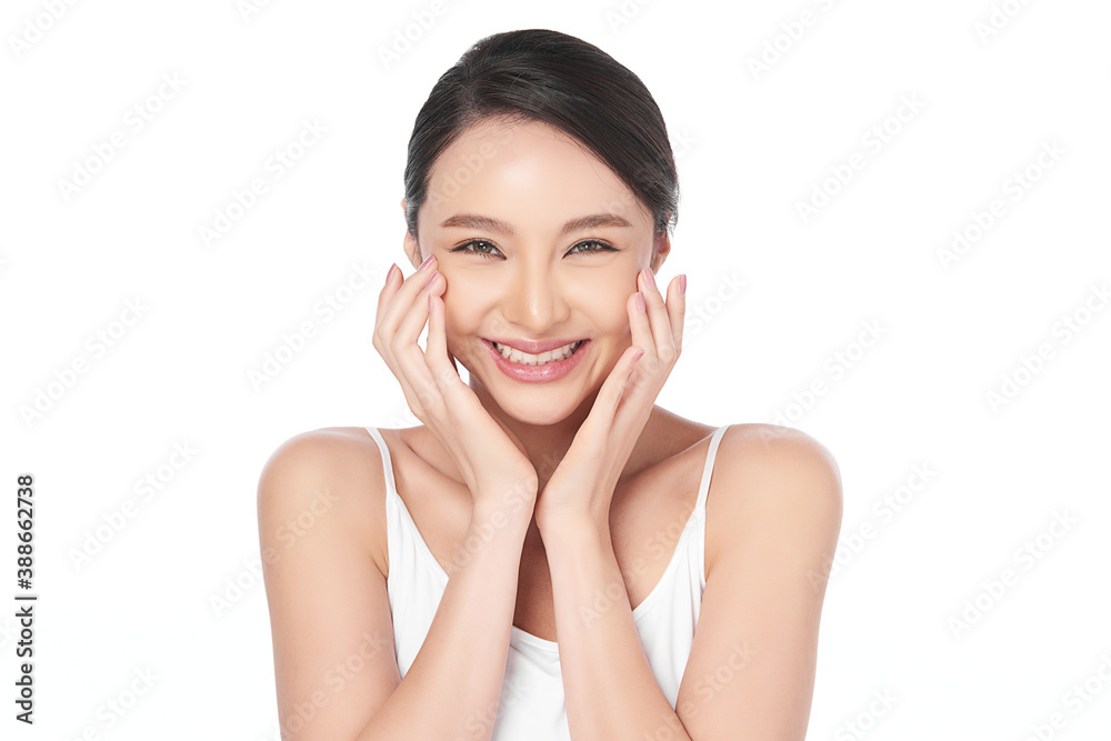 Beautiful young asian woman with clean fresh skin on white background, Face care, Facial treatment, Cosmetology, beauty and spa, Asian women portrait Beautiful young asian woman with clean fresh skin on white background, Face care, Facial treatment, Cosmetology, beauty and spa, Asian women portrait