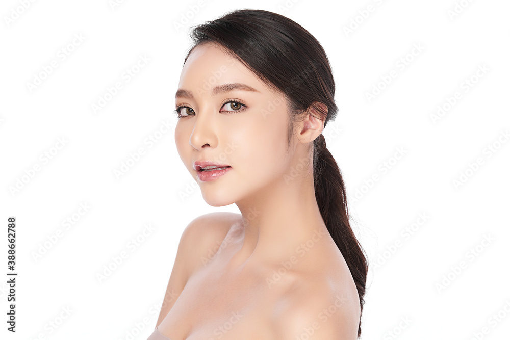 Beautiful young asian woman with clean fresh skin on white background, Face care, Facial treatment, Cosmetology, beauty and spa, Asian women portrait Beautiful young asian woman with clean fresh skin on white background, Face care, Facial treatment, Cosmetology, beauty and spa, Asian women portrait
