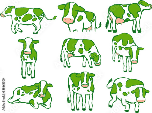 Green Realistic hand-painted Holstein cow