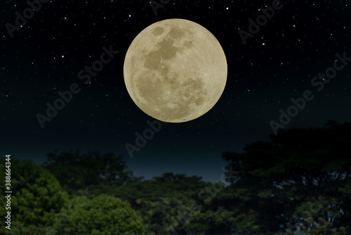 Full moon on sky in the dark night.