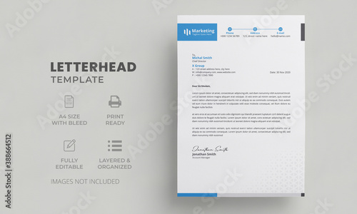 Creative Letterhead Template with Blue Elements