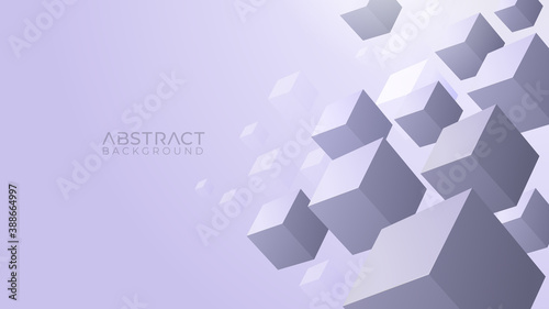 Grey background with floating cubes element. Futuristic business and technology web banner presentation template.   