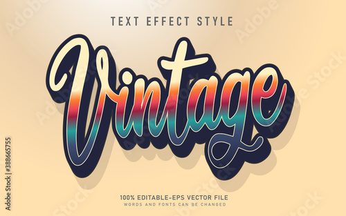 vintage text effect style or retro alphabet with gradation color and typeface art for illustration, board, banner, poster, display.