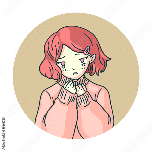 Crying sad frustrated anime manga girl isolated on white