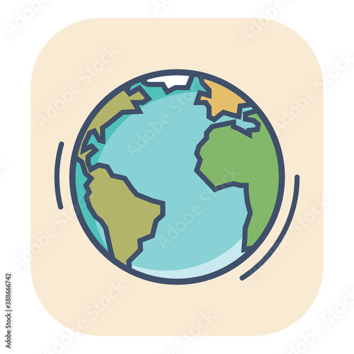 Simple element globe planet. Earth sign. World symbol. Thin line icon on white background. Vector illustration.