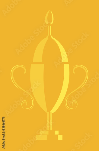 Champion or winner goblet prize reward isolated on yellow