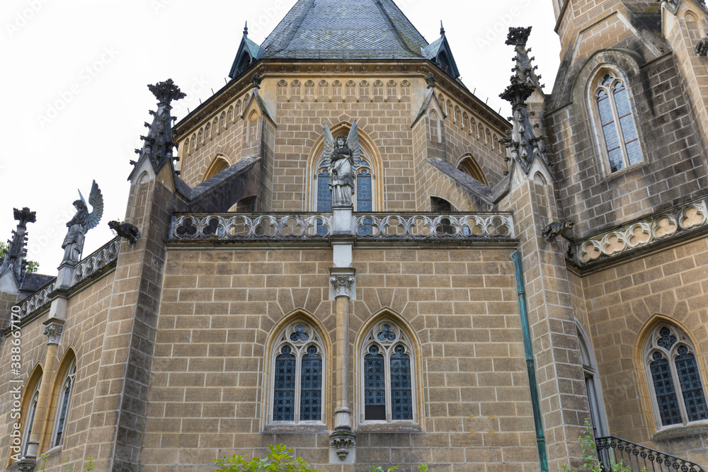 Fototapeta premium Schwarzenberg tomb from 18th century. Tomb is famous tourist attraction near Trebon, South Bohemia. Historical landmark in Czech republic, European union. gothic style