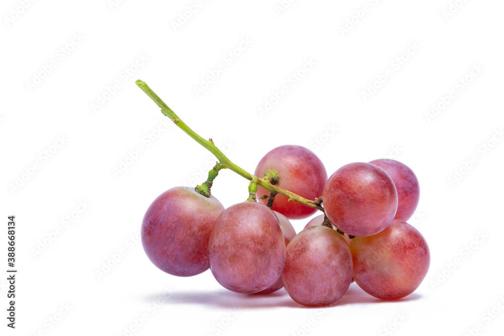Ripe red grape. bunch of fruits isolated on white background.