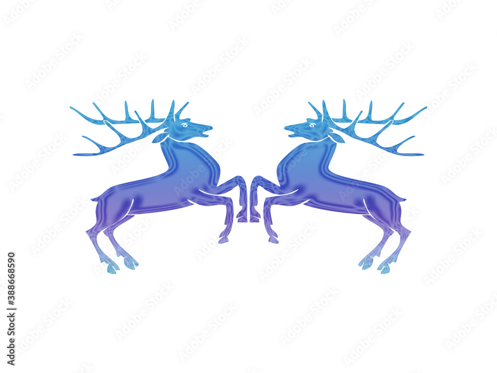Fototapeta premium Two red deer stags fighting 