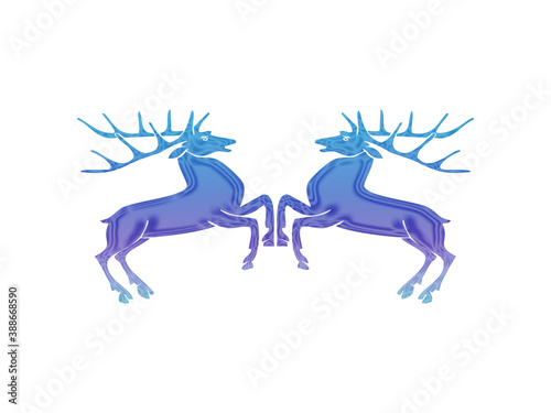Two red deer stags fighting 