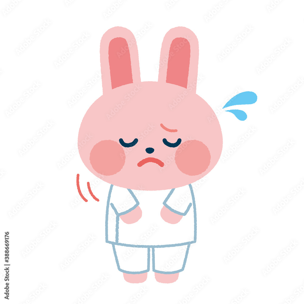 Obraz premium 医療分野で使えるうさぎのイラスト素材(お辞儀・謝る)
