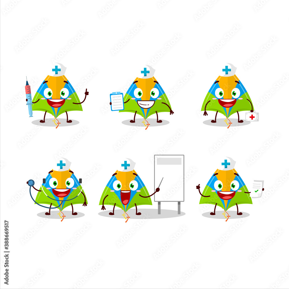 Fototapeta premium Doctor profession emoticon with kite cartoon character