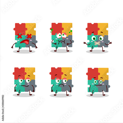 Puzzle cartoon in character with nope expression