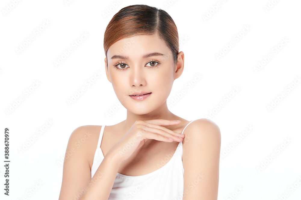 Beautiful young asian woman with clean fresh skin on white background, Face care, Facial treatment, Cosmetology, beauty and spa, Asian women portrait Beautiful young asian woman with clean fresh skin on white background, Face care, Facial treatment, Cosmetology, beauty and spa, Asian women portrait