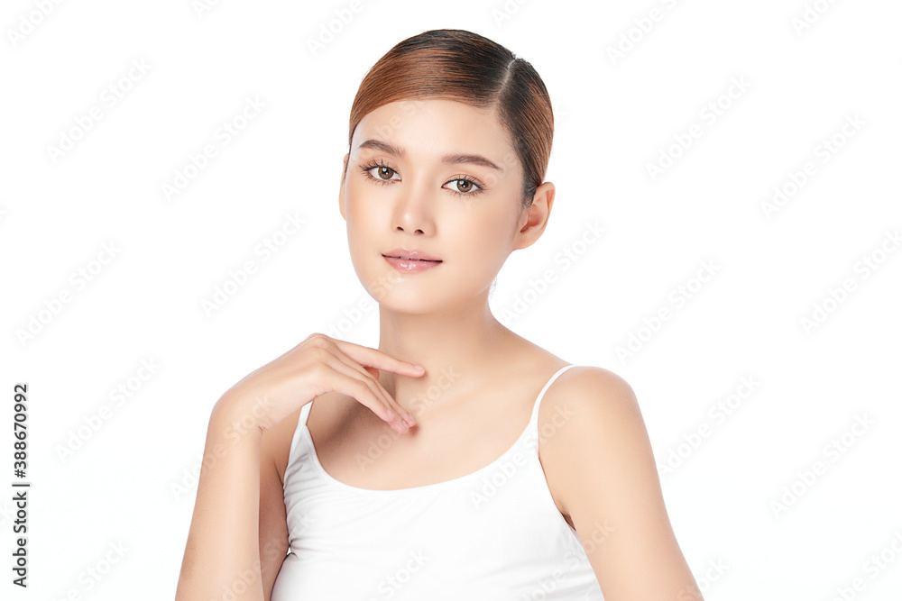 Beautiful young asian woman with clean fresh skin on white background, Face care, Facial treatment, Cosmetology, beauty and spa, Asian women portrait Beautiful young asian woman with clean fresh skin on white background, Face care, Facial treatment, Cosmetology, beauty and spa, Asian women portrait
