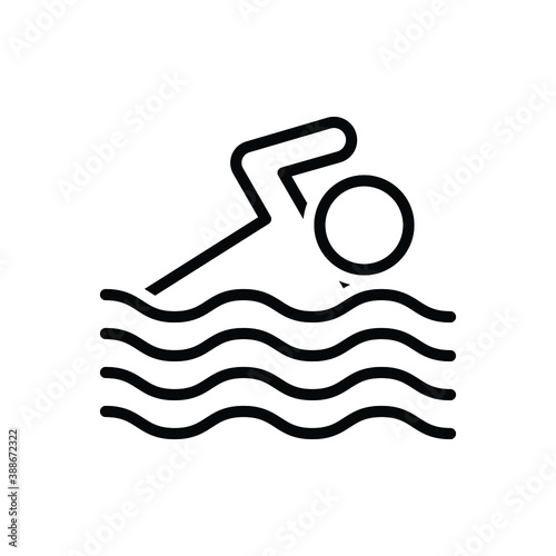 Black line icon for swim photo