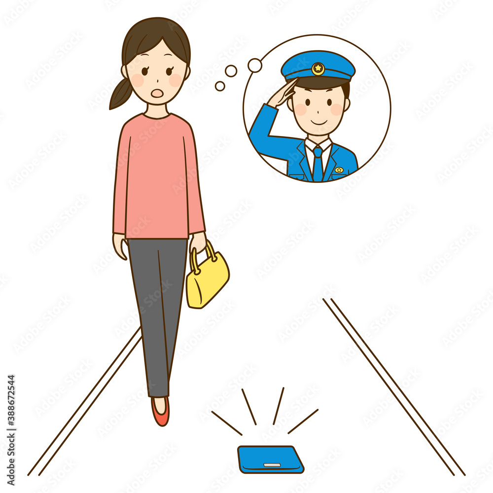 illustration of lady and wallet in the street illustration of lady and wallet in the street