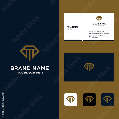 diamond logo and business card vector