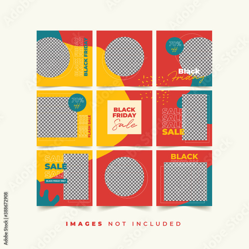 Black Friday Social Media Puzzle Template For Product Discount And Promotion with Trendy Colorful Style