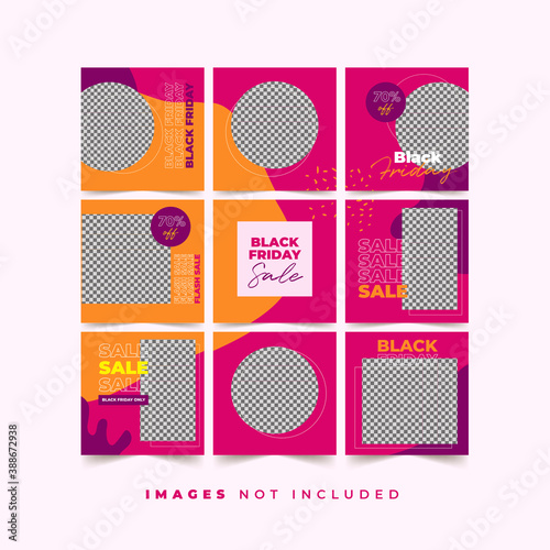 Black Friday Social Media Puzzle Template For Product Discount And Promotion with Trendy Colorful Style