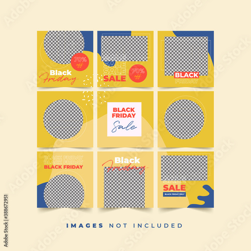 Black Friday Social Media Puzzle Template For Product Discount And Promotion with Trendy Colorful Style